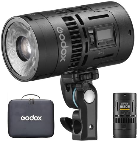 Godox RS60BI Bi-color LED Video Light, with CCT 2800-6500K | 11 Lighting Effects, HSI & High CRI 97+ TLCI 98+, Supports DMX/APP Control and Multiple Power Solutions