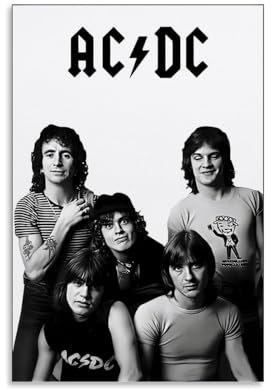 juaseehke AC DC Poster, Raumdekoration, Leinwandposter, ästhetischer Poster, Druck, Wandkunst, Dekorposter, 30 x 45 cm, ungerahmter Stil