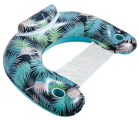 Piscine flottante en feuilles de palmier | Chaise d'eau de piscine avec porte-tasse, radeau d'eau flottant en PVC, piscine pour adulte grande taille, couche unique pour adultes
