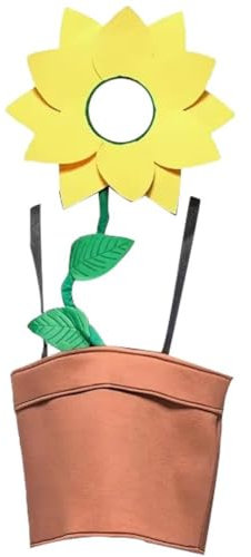 Tsffae Flower Pot Costume for Adult, Funny Sunflower Fancy Dress Halloween Cosplay Outfit Sunflower Costume with Headpiece Theme Party for Men Women