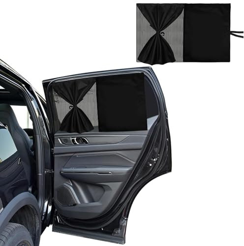 Lot de 2 rideaux de protection solaire magnétiques pour voiture pour bébé - Protection UV - Pour fenêtre de voiture - Magnétique - Pour votre famille (arrière 2 pièces)