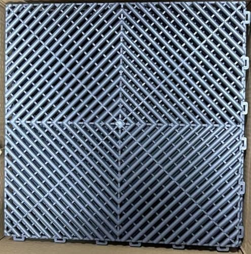 mosegor 20 Stück PP Garagenboden Garagenbodenfliesen Ineinandergreifende Garagenboden matten, Garagen Drainagematte für Innen Außen,Schwimmbäder,Tragfähigkeit;3200KG (20, Grau, 40 * 40 cm)