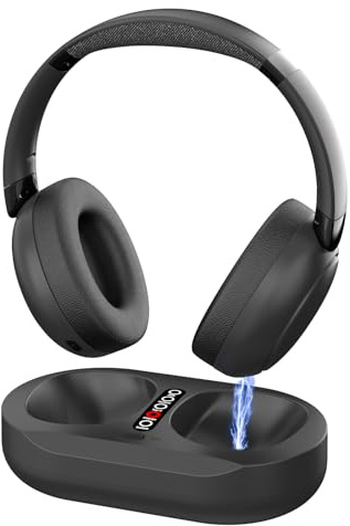 AYJBKL Wireless TV Headphones with 2.4GHz & Bluetooth 5.3 Dual Connectivity, Zero-Latency Hi-Fi Sound, Charging Dock Included, Compatible with TV/PC/Phone, Ideal for Seniors & Hearing Impaired