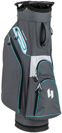 COSTWAY Golf Cart Bag, Golf Trolley Bag with 14 Way Dividers, Cooler Pocket, Adjustable Shoulder Strap, Rain Hood and Umbrella Holder, Lightweight Golf Clubs Strorage Bags for Men & Women (Grey)