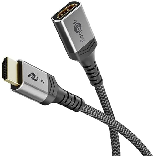 goobay HDMI Verlängerung 8K@60Hz & 4K 120Hz, verlängerter Stecker auf Buchse mit Ethernet, Verlängerungskabel kompatibel mit UHD eARC, HDR für TV Stick, Fernseher, Spielekonsole, 1m - 79104