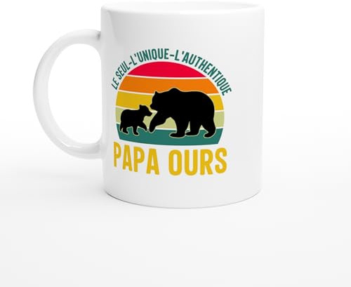PassionCadeau Mug papa – papa ours – Mug humour – tasse anniversaire – idée cadeau homme – tasse fun original