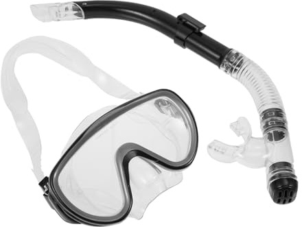 Milisten Ensemble Masque Et Tuba Étanche Noir en Verre Trempé Antibuée Tuba Sec Réglable, Équipement De Plongée Snorkeling pour Adultes, Plongée en Mer Et Piscine