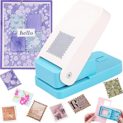 Stempelstanzer, 3,8 x 3.2 cm, groß, rechteckig, Hebel-Papierstanzer zum Basteln, Briefmarken, Formen, Papierstanzer, rechteckiger Bastellocher zum Basteln, Scrapbooking, 3,8 x 3.2 cm
