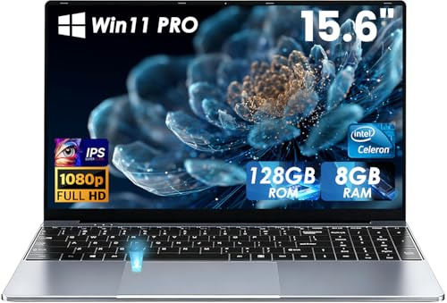 Computer portatile, 2026 Win11 portatile da 15.6 pollici, processore 5205U laptop, 8 GB RAM 128 GB SSD, 1920 x 1080 IPS FHD laptop, tastiera con retroilluminazione, 180 ° angolo di apertura notebook
