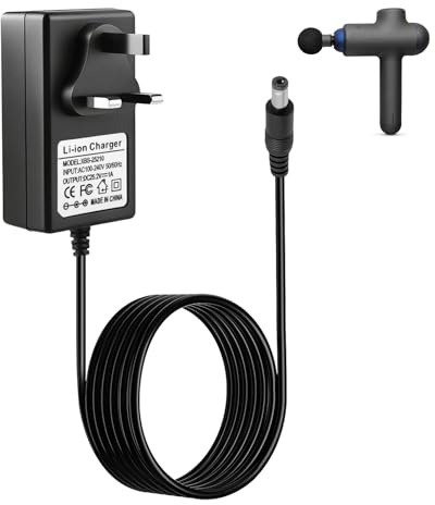 25.2V 1A Massage Gun Charger Adapter Replacement Universal Power Supply | Electric Massagers Battery Charger Cable with LED Indicator Wide Voltage Adaptability Charging Cord for Home Fitness