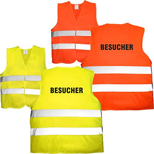 Nashville print factory Warnweste mit Text - Besucher- Bedruckt Rückendruck Sicherheitsweste EN ISO 20471 (Orange)