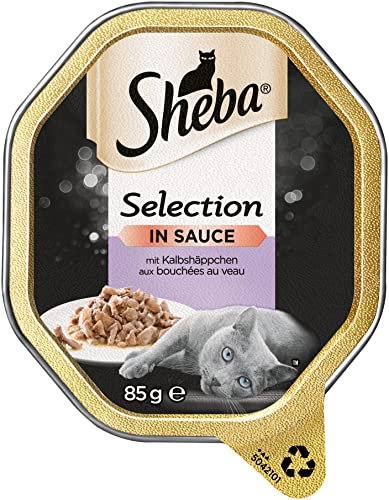 SHEBA Schale Nassfutter für Katzen Selection in Sauce mit Kalbshäppchen 2 x 11 x 85g
