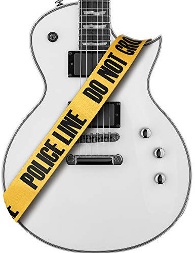 Amumu Sublimationsdruck Gitarrengurt Do Not Cross Police Line 2 in breit für akustische/elektrische Gitarre, Bass Gitarre (gelb)
