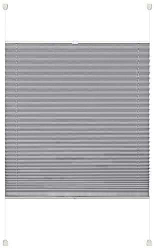 Deco Company Plissee zum Klemmen, Blickdichtes Faltrollo, Alle Montage-Teile inklusive, EASYFIX Plissee verspannt mit Zwei Bedienschienen, Grau, 65 x 130 cm (BxH), 23-2120