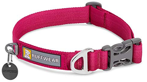 RUFFWEAR Front Range Hundehalsband, Robustes Tubelok-Gewebe, Aluminium-Leinenbefestigung & Schnalle, Helles, Stilvolles & Langlebiges Halsband für den Alltag, Hibiscus Pink (Größe L, 51-66cm)