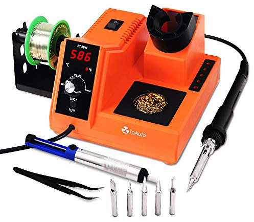 TOAUTO Soldering Station,80W Digital Solder Iron Station Kit with 176°F-896°F Temperature, C/F Func, Auto Standby & Sleep.
