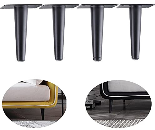 ALXEH Metal Furniture Leg 4 Inch Steel Cabinet Feet, 4pcs Metal Straight Furniture Table Legs for Sofa and Bench, Black