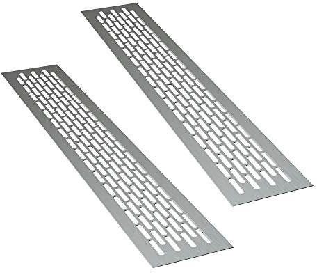 sossai® Rejillas de ventilación de aluminio - Alucratis (2 piezas) | Rectangular - dimensiones: 48 x 8 cm | Color: aluminium | rejilla de aire