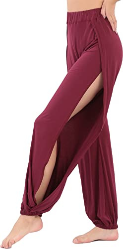 Hoerev Mujeres Pantalones Blandos con Bifurcación Harun Danza y Yoga Pantalones Pilates