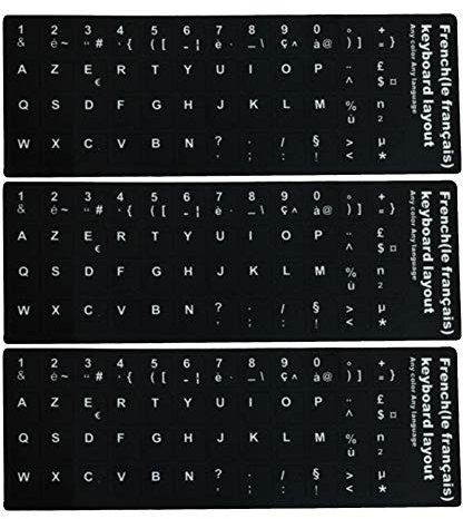 LAANCOO Tastatur Aufkleber, Professionelles Französisch Design-Ersatz Tastatur-Aufkleber Französisch Schreiben Notebook-Tastatur Aufkleber Laptop Zubehör 3pcs