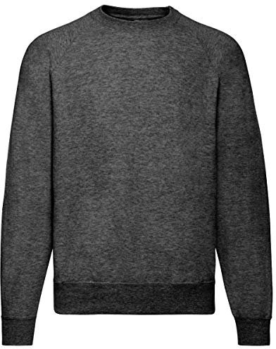 Fruit of the Loom Classic Raglan Sweat Herren Neu, Farbe:dunkelgrau meliert, Größe:XL