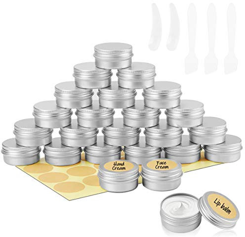 BELICOO 24 Stück Aluminium Leer Döschen 20ml Reise Cremedose Tiegel, Cremedose Leer Tiegel mit Schraubverschluss Reise Töpfchen Döschen Set, für Lotion, Kerze, Creme, Kosmetik (Silber)