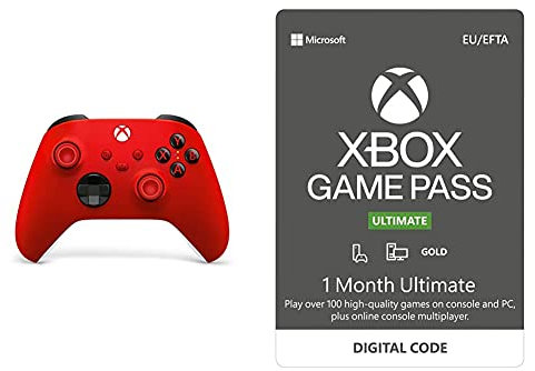 Xbox Wireless Controller Pulse Red & Xbox Game Pass Ultimate | 1 Monate Mitgliedschaft | Xbox/Win 10 PC - Download Code