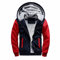 AOTORR Men's Hoodies Full Zip Fleece Jacket Coat Winter Warm Oversized Zip Up Hooded Top with Pockets Red Blue XL