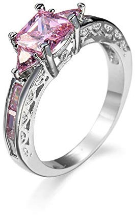 Banemi Engagement Ring Anelli Donna Oro Bianco Con Zirconia Cubica Rosa Anello Ipoallergenico Regalo Ragazza Anello 20