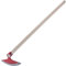 KADAX Pioche avec tête en métal - Pioche de jardin avec manche en bois - Pioche pour enlever les mauvaises herbes - Accessoire de jardin à désherber (demi-circulaire, largeur 18 cm, rouge)