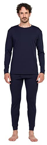 LAPASA Herren 100% Merinowolle Thermounterwäsche Set, Premium Merino Wolle Unterhemd & Unterhosen, Thermo Funktionsunterwäsche M126, Navy (Extra warm M126), XXL