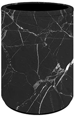 COEQINE Pot à crayons rond pour bureau, école, maison, fournitures de papeterie avec motif marbre noir pour femmes et filles