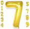 AULE Luftballon Zahl 7 Gold: XXL 101 cm Folienballon Geburtstag Gold 7 Jahre Zahlen 40 Zoll Helium Ballon Kinder Junge Mädchen Zahlenballon für Babyparty Jubiläum Deko