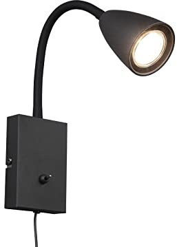 Flexible LED Leselampe, Wandleuchte mit & ohne Stecker, Schwarz matt