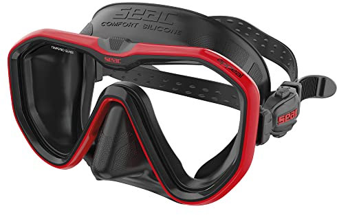 Seac Unisex-Adult Appeal Italien hergestellte Einglas-Tauchmaske mit Einer 3D-Schnalle direkt am Maskenkörper, schwarz/rot, Narrow