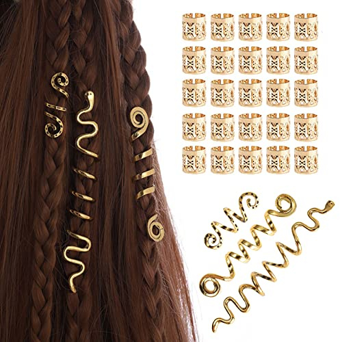 Zopfschmuck - Piraten Haar-Accessoires: Spiral-Haarspangen, Ringe-Zöpfe, Verstellbare Damen & Herren, 28 Stück