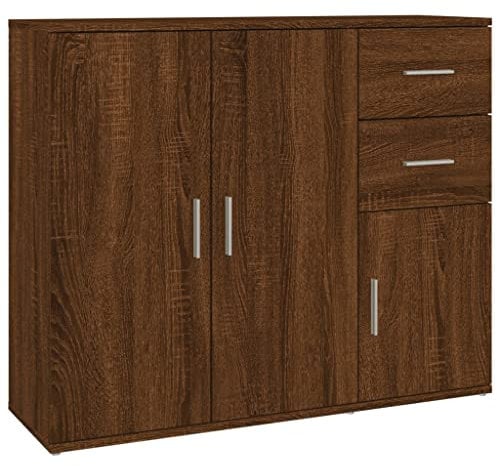 vidaXL Sideboard, Kommode mit viel Stauraum, Mehrzweckschrank Anrichte für Wohnzimmer, Schrank Beistellschrank, Modern, Braun Eichen-Optik Holzwerkstoff