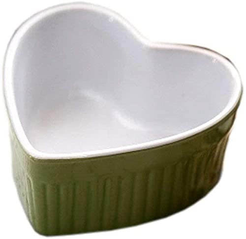 Yalych Schüssel Keramikschale 3,5 Zoll Keramik Steingutschale Grüne Herzform Porzellanschale for Pudding Kuchen Backen Salat Mousse Tafelgeschirr