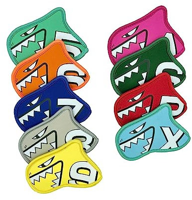 kowaku 9X Golf-Eisenhüllen-Set mit Nummernschildern, Golfschläger-Hülle, schützender wasserdichter Schutz, Golfschläger-Schlägerhauben für Anfänger, Bunt