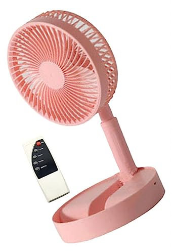 Folpus Pedestal Fan Foldable Standing Fan 4 Speeds Quiet Adjustable Lightweight USB Foldable Desk Fan Mini Floor Fan for Bedroom Outdoor Travel, Pink