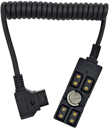 D-Tap Stecker auf 4-Port-Buchse, Splitter, Netzkabel, Hub-Anschluss mit Kontrollleuchte und 6,35 mm Halterung, geeignet für Anton Bauer V-Mount ARRI RED Kamera, TILTA Steadicam IDX Akku, für