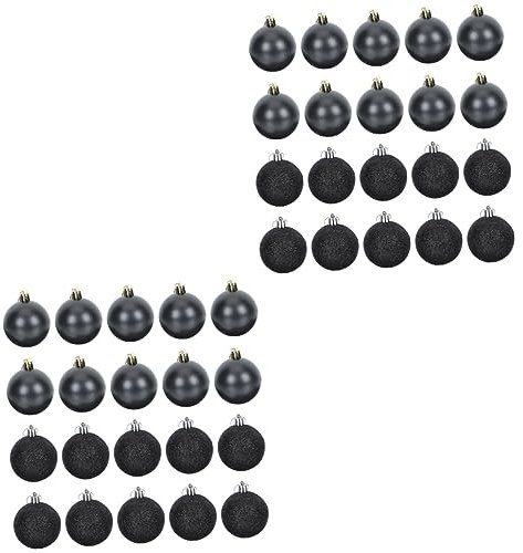 Garneck 48 STK Weihnachtskugeln Weihnachtsbaum Anhänger Schwarze Bruchsichere Kugeln Rote Christbaumschmuck Christbaumkugeln Dekorationen Glitzerkugeln Plastik Photosphäre Weihnachten