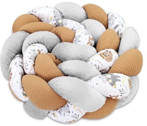 Totsy Baby Kuschelkissen Kinder Kissen Deko 300 cm - flauschig Dekokissen Kinderzimmer Kinderkissen Zierkissen geflochten Baumwolle Minky Hirsch Grau
