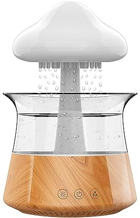 Tidyard rain cloud humidifier,7 Farben LED luftbefeuchter schlafzimmer mit Fernbedienung für Wohnzimmer, Schlafzimmer oder Büro(Brown)
