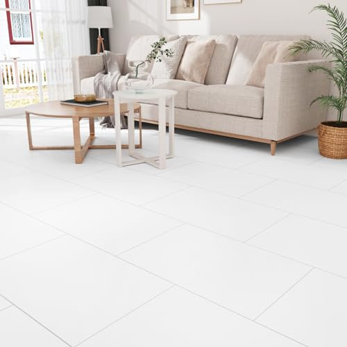 Yullpaper 15 Stück Weiß Vinylboden Selbstklebend Klebefliesen Bad Boden Waschbare Fliesenaufkleber Boden Weiß Wandfliesen Küche Pvc Fliesen Selbstklebend Pvc Bodenbelag Fliesenoptik 60cm X 30cm