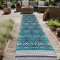 Teppich-Traum Outdoor Teppich Kunststoff wetterfest langlebig Vorzelt Campingmatte Läufer Balkon Garten Terrasse lang türkis/blau 90 x 300 cm