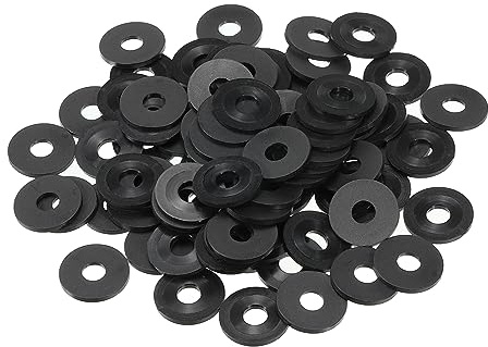 PATIKIL M6 Nylon Flache Unterlegscheiben 100 Packung 6mm ID 18mm AD 1,5 mm | Dick Dichtungsringe Beilagscheiben Dichtring für Wasserhahn Rohre Wasser Schlauch Befestiger Bolzen Schwarz