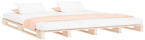 vidaXL Palettenbett, Bettgestell Bettrahmen mit Lattenrost, Bett Holzbett für Schlafzimmer, Doppelbett Massivholzbett, 180x200cm Massivholz