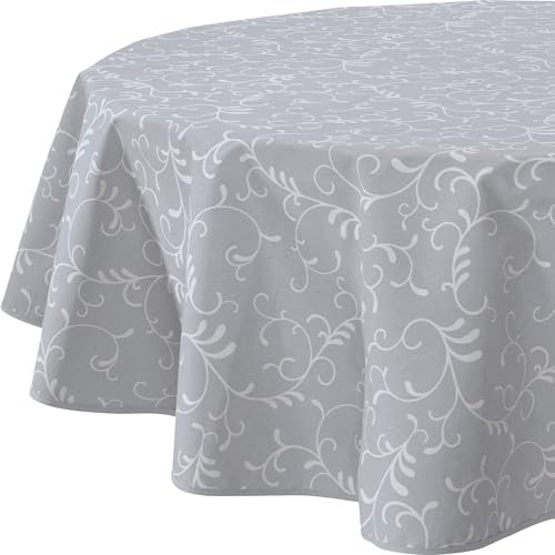 Erwin Müller Tischdecke Essen abwaschbar hellgrau Größe rund: 160 cm Ø