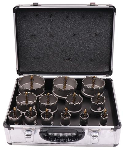 KHZKHC Juego De Brocas para Sierra Perforadora De 19-75 Mm, Broca con Núcleo De Metal con Punta De Carburo, Cortador De Sierra Perforadora con Caja, Combinación De Dientes Largos, Acero Inoxidable